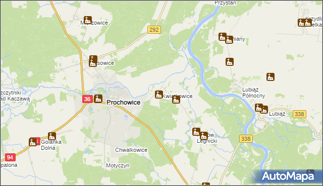 mapa Kwiatkowice gmina Prochowice, Kwiatkowice gmina Prochowice na mapie Targeo