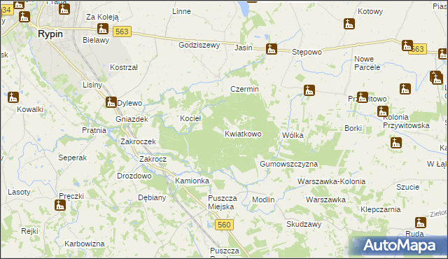 mapa Kwiatkowo gmina Rypin, Kwiatkowo gmina Rypin na mapie Targeo