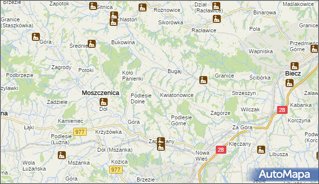 mapa Kwiatonowice, Kwiatonowice na mapie Targeo