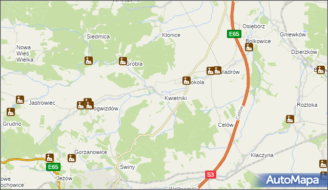 mapa Kwietniki, Kwietniki na mapie Targeo