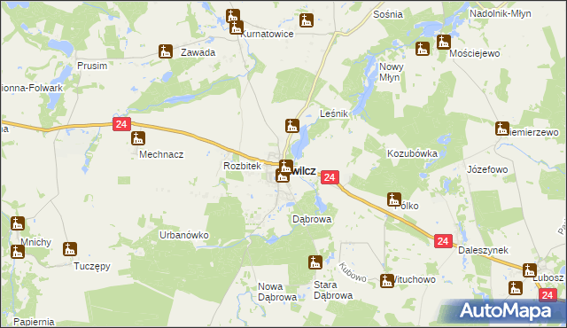 mapa Kwilcz, Kwilcz na mapie Targeo