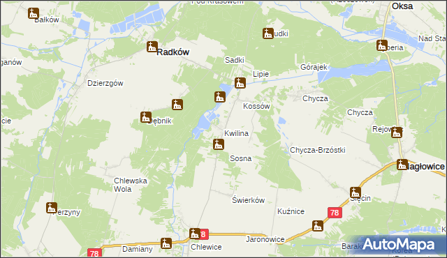 mapa Kwilina, Kwilina na mapie Targeo