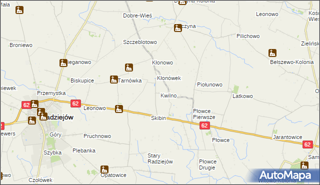 mapa Kwilno gmina Radziejów, Kwilno gmina Radziejów na mapie Targeo