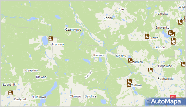 mapa Kwisno, Kwisno na mapie Targeo