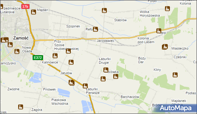 mapa Łabuńki Drugie, Łabuńki Drugie na mapie Targeo