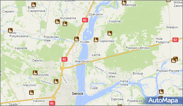 mapa Łacha gmina Serock, Łacha gmina Serock na mapie Targeo