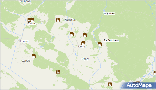 mapa Łacha gmina Turośl, Łacha gmina Turośl na mapie Targeo