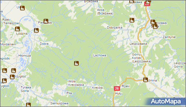 mapa Lachowa, Lachowa na mapie Targeo