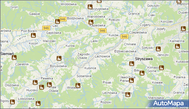 mapa Lachowice, Lachowice na mapie Targeo