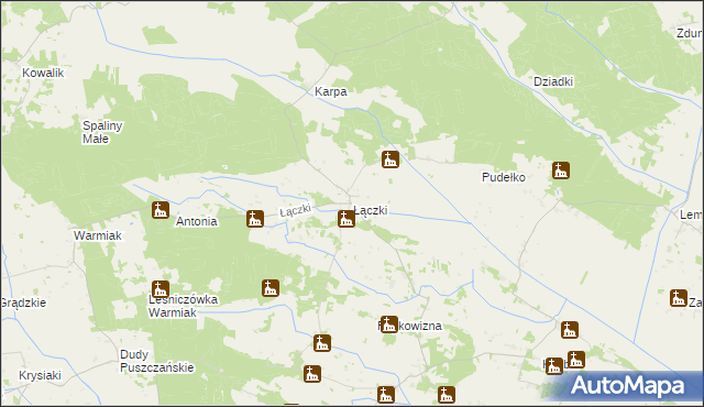 mapa Łączki gmina Łyse, Łączki gmina Łyse na mapie Targeo