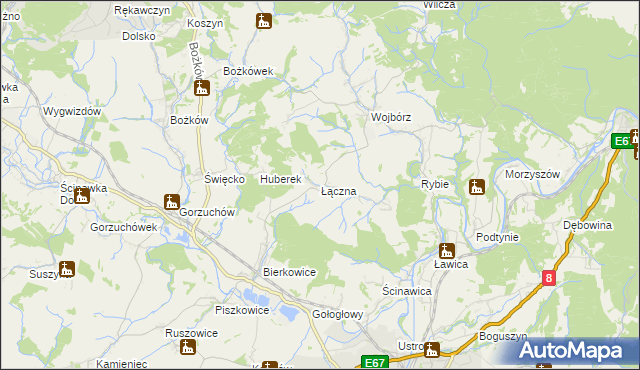 mapa Łączna gmina Kłodzko, Łączna gmina Kłodzko na mapie Targeo