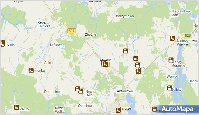 mapa Łączno gmina Morąg, Łączno gmina Morąg na mapie Targeo