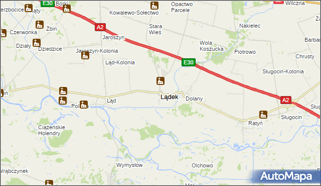 mapa Lądek powiat słupecki, Lądek powiat słupecki na mapie Targeo