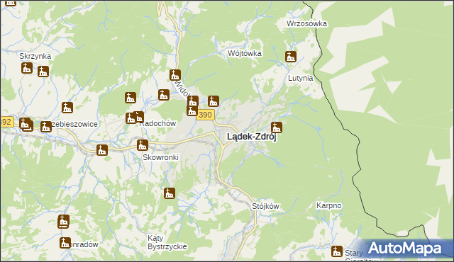mapa Lądek-Zdrój, Lądek-Zdrój na mapie Targeo