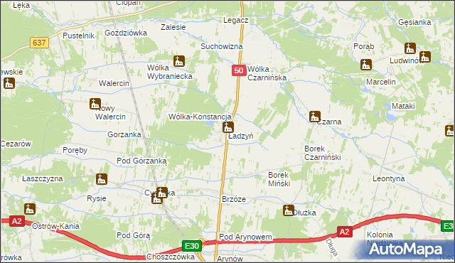 mapa Ładzyń, Ładzyń na mapie Targeo