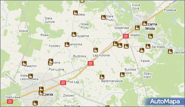 mapa Łąg-Kolonia, Łąg-Kolonia na mapie Targeo