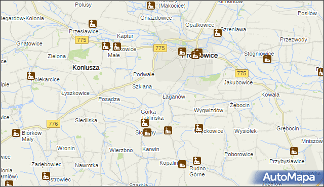 mapa Łaganów, Łaganów na mapie Targeo