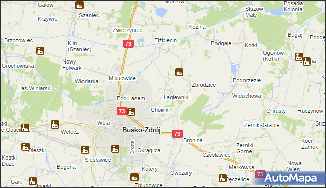 mapa Łagiewniki gmina Busko-Zdrój, Łagiewniki gmina Busko-Zdrój na mapie Targeo