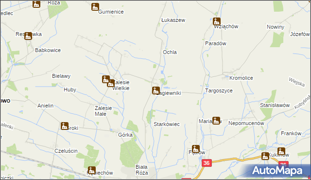 mapa Łagiewniki gmina Kobylin, Łagiewniki gmina Kobylin na mapie Targeo