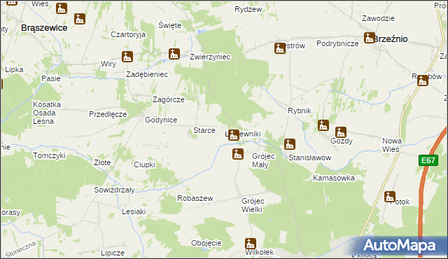 mapa Łagiewniki gmina Złoczew, Łagiewniki gmina Złoczew na mapie Targeo