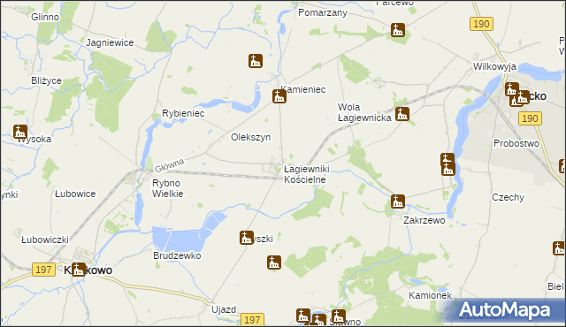 mapa Łagiewniki Kościelne, Łagiewniki Kościelne na mapie Targeo