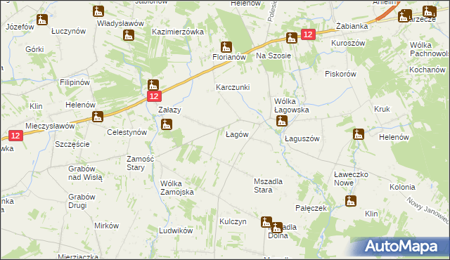 mapa Łagów gmina Przyłęk, Łagów gmina Przyłęk na mapie Targeo