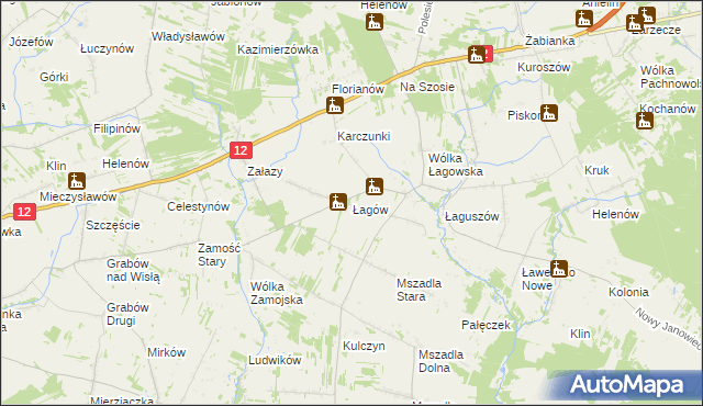 mapa Łagów gmina Przyłęk, Łagów gmina Przyłęk na mapie Targeo