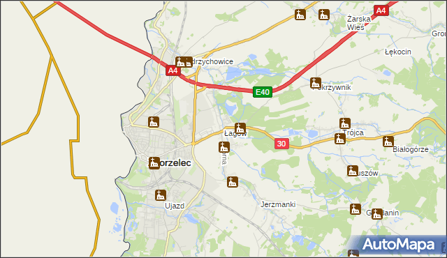 mapa Łagów gmina Zgorzelec, Łagów gmina Zgorzelec na mapie Targeo