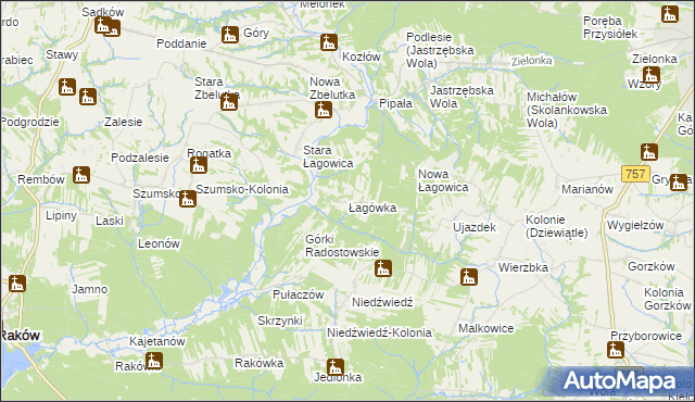 mapa Łagówka, Łagówka na mapie Targeo