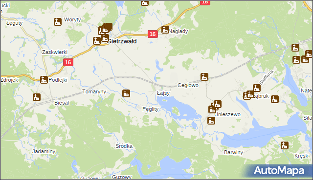 mapa Łajsy gmina Gietrzwałd, Łajsy gmina Gietrzwałd na mapie Targeo