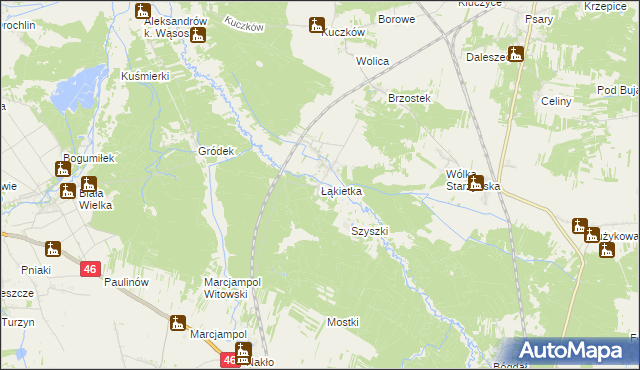 mapa Łąkietka, Łąkietka na mapie Targeo