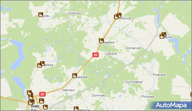 mapa Łąkoć gmina Miastko, Łąkoć gmina Miastko na mapie Targeo