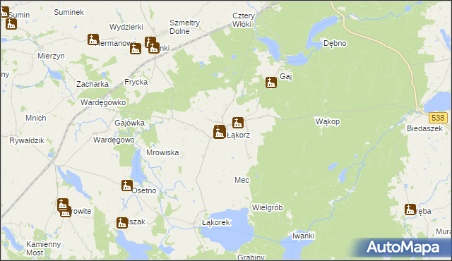 mapa Łąkorz, Łąkorz na mapie Targeo