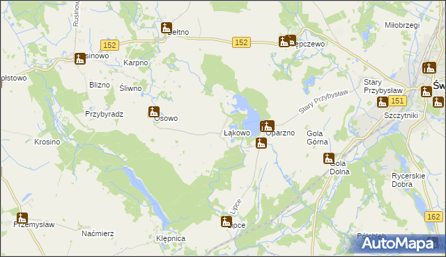 mapa Łąkowo, Łąkowo na mapie Targeo