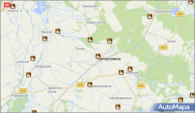 mapa Łambinowice, Łambinowice na mapie Targeo