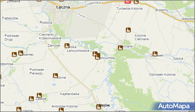 mapa Łańcuchów, Łańcuchów na mapie Targeo