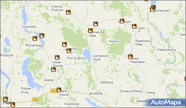 mapa Łanowicze Duże, Łanowicze Duże na mapie Targeo