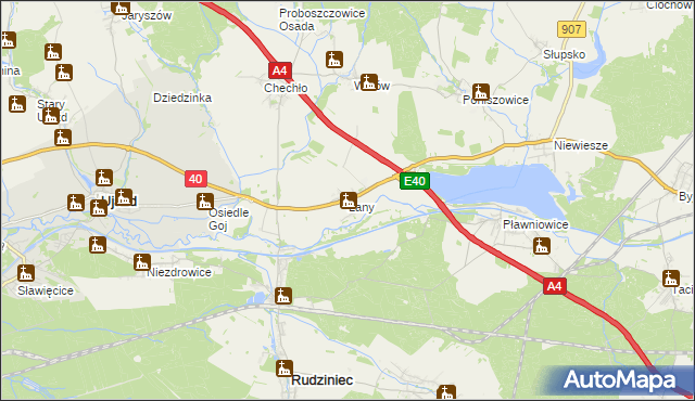mapa Łany gmina Rudziniec, Łany gmina Rudziniec na mapie Targeo