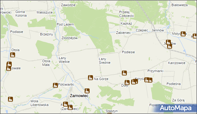 mapa Łany Średnie, Łany Średnie na mapie Targeo
