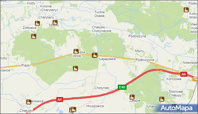 mapa Łapajówka gmina Radymno, Łapajówka gmina Radymno na mapie Targeo
