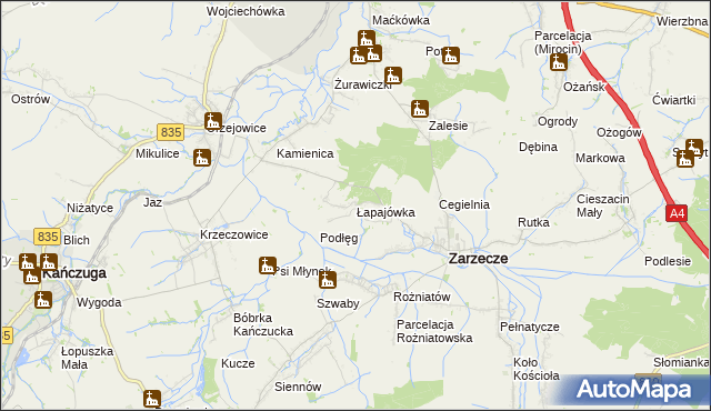 mapa Łapajówka gmina Zarzecze, Łapajówka gmina Zarzecze na mapie Targeo