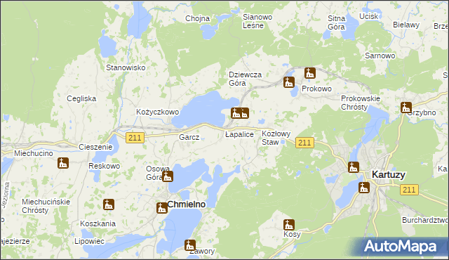 mapa Łapalice, Łapalice na mapie Targeo