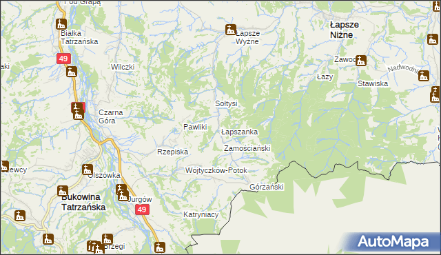 mapa Łapszanka, Łapszanka na mapie Targeo