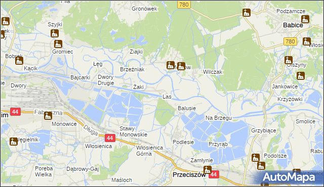 mapa Las gmina Przeciszów, Las gmina Przeciszów na mapie Targeo