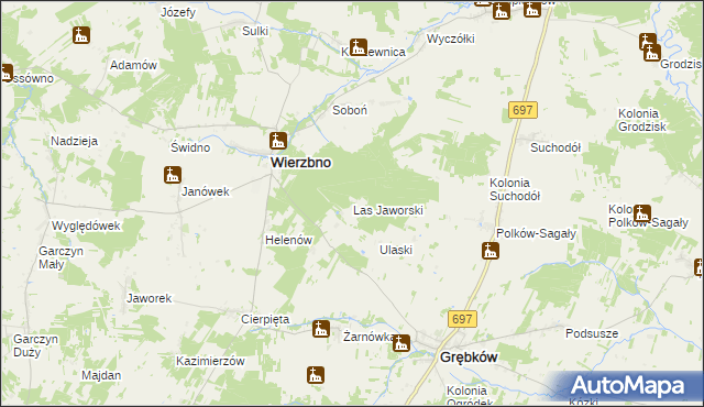 mapa Las Jaworski, Las Jaworski na mapie Targeo