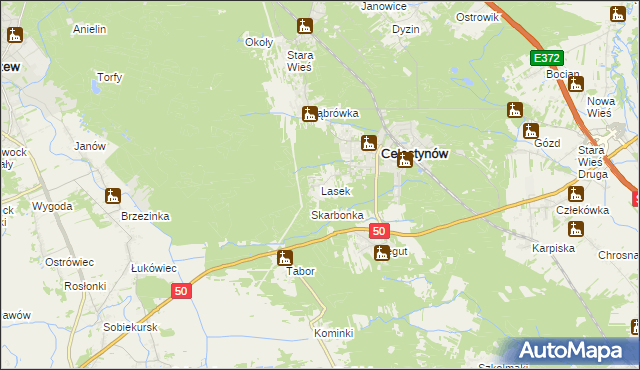 mapa Lasek gmina Celestynów, Lasek gmina Celestynów na mapie Targeo