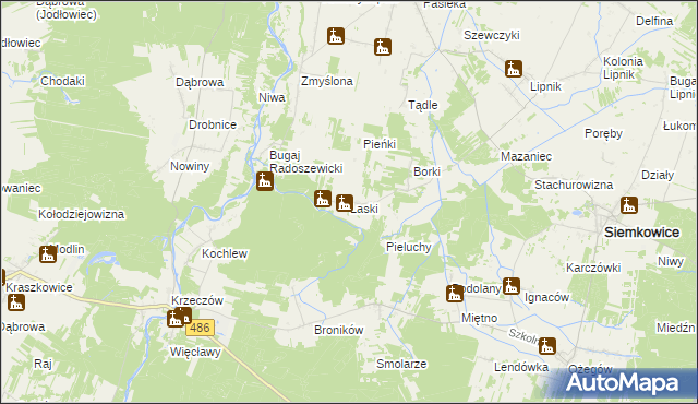 mapa Laski gmina Siemkowice, Laski gmina Siemkowice na mapie Targeo