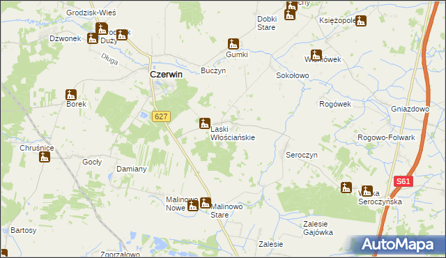 mapa Laski Szlacheckie, Laski Szlacheckie na mapie Targeo