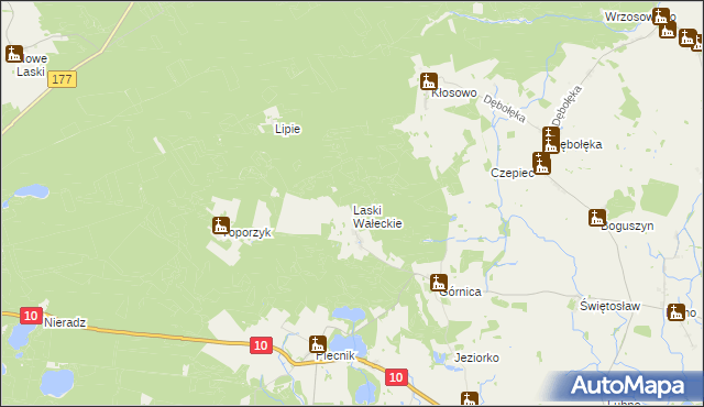 mapa Laski Wałeckie, Laski Wałeckie na mapie Targeo