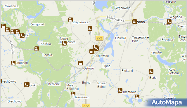 mapa Laskowice gmina Jeżewo, Laskowice gmina Jeżewo na mapie Targeo